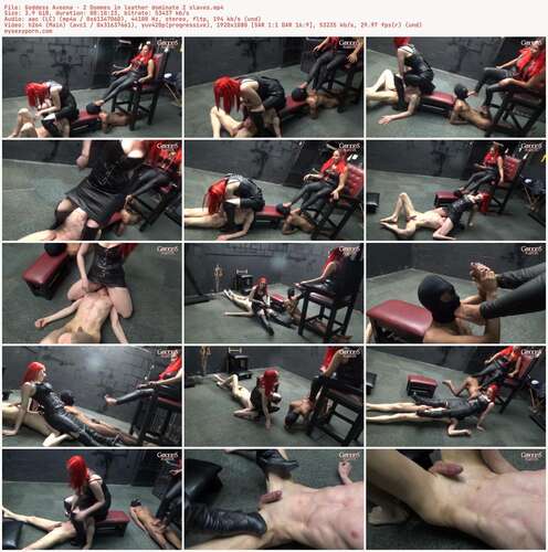 Goddess Aveena - 2 Dommes In Leather Dominate 2 Slaves - Preview