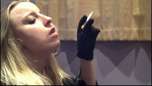 Sophie Shox – Chain Smoking In Black Leather Gloves 1080p - Cover