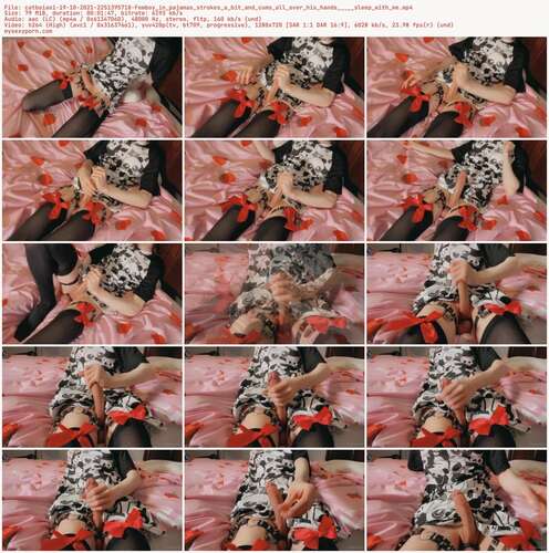 Catboiaoi - 19 10 2021 2251395718 - Femboy In Pajamas Strokes A Bit And Cums All Over His Hands Sleep With Me 720p - Preview