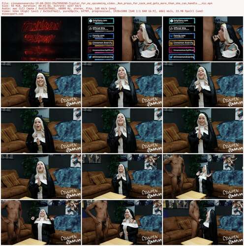 Cinnamonanarchy - 19 08 2022 2567058280 - Trailer For My Upcumming Video. Nun Prays For Cock And Gets More Than She Can Handle. Nic 1080p - Preview