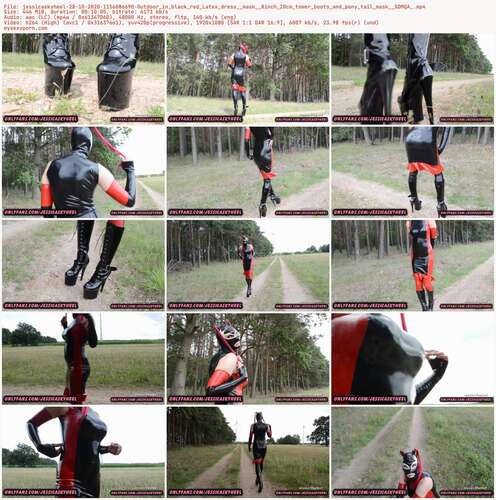 Jessicaskyheel - 28 10 2020 1156086690 - Outdoor In Black Red Latex Dress Mask 8Inch 20Cm Tower Boots And Pony Tail Mask Sdmqa 1080p - Preview