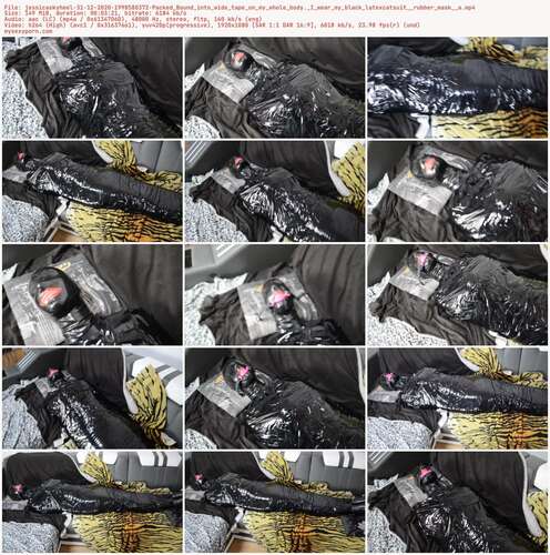 Jessicaskyheel - 31 12 2020 1998580372 - Packed Bound Into Wide Tape On My Whole Body. I Wear My Black Latexcatsuit Rubber Mask A 1080p - Preview