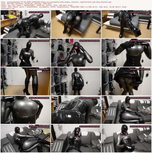 Jessicaskyheel - 01 02 2020 139520251 - Posen In Latexmaske Ohne Augen Catsuit Lederkorsett Und 15Cm Stiefel 1080p - Preview