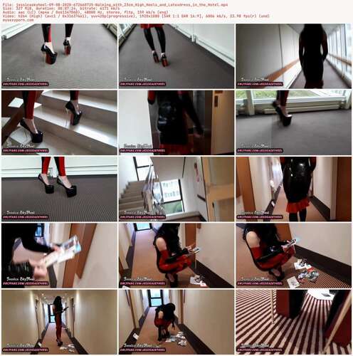 Jessicaskyheel - 09 08 2020 672660735 - Walking With 23Cm High Heels And Latexdress In The Hotel 1080p - Preview