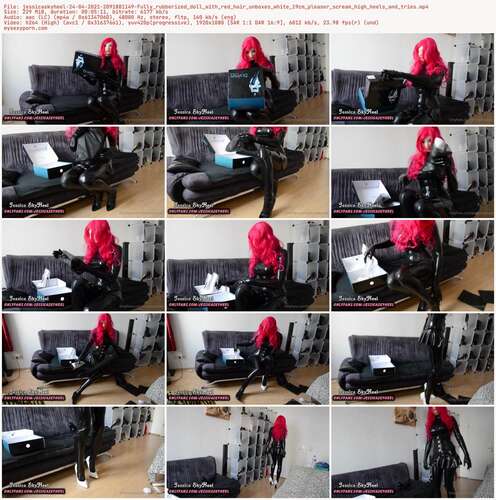 Jessicaskyheel - 24 04 2021 2091881149 - Fully Rubberized Doll With Red Hair Unboxes White 19Cm Pleaser Scream High Heels And Tries 1080p - Preview