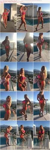 Rebeccamoreuk - 01 01 2019 18938561 - Hey Boys What A View.... I M Horny As Fuck Here By My Pool In My Pink And Orange Bikini 1280p - Preview