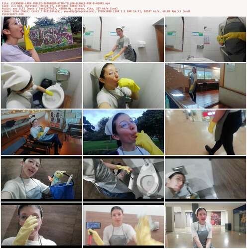 _Arlequin_ - CLEANING LADY PUBLIC BATHROOM WITH YELLOW GLOVES FOR 8 HOURS 1080p - Preview