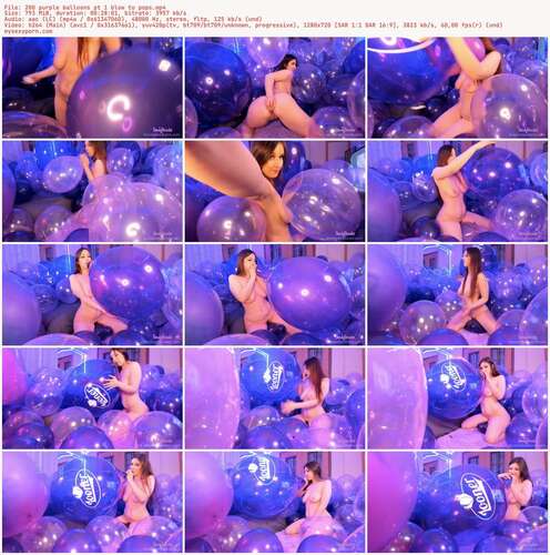 Brookesballoons - 200 Purple Balloons Pt 1 Blow To Pops 720p - Preview