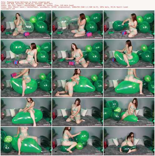 Brookesballoons - Popping Green Balloons In Green Lingerie 720p - Preview