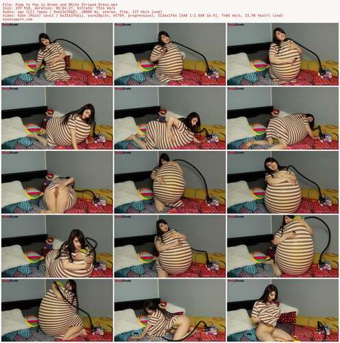 Brookesballoons - Pump To Pop In Brown And White Striped Dress 1764p - Preview