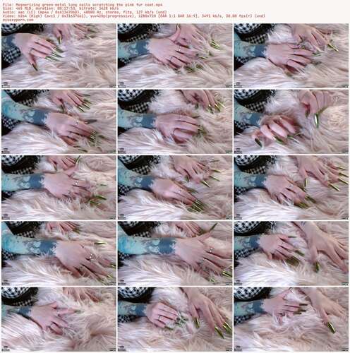 Goddess Amanita - Mesmerizing Green Metal Long Nails Scratching The Pink Fur Coat 720p - Preview