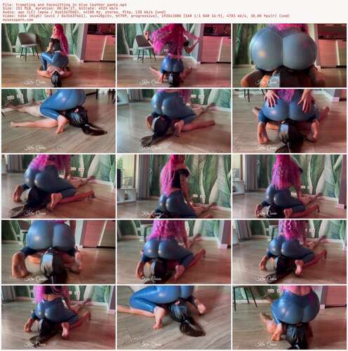 Kiro Queen Femdom Findom - Tr&Ling And Facesitting In Blue Leather Pants 1080p - Preview