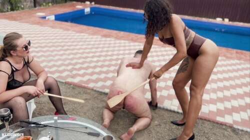 MahoganyQen – Pool Boy Punishment Bastinado amp Spanking With Wooden Paddle 1080p - Cover