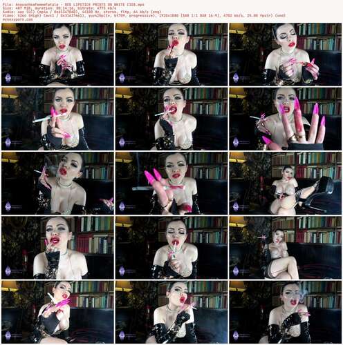AnouschkaFemmeFatale - RED LIPSTICK PRINTS ON WHITE CIGS 1080p - Preview