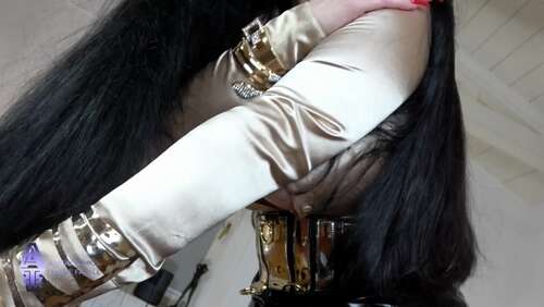 AnouschkaFemmeFatale – SATINGASM #1 Golden Satin Blouse 1080p - Cover